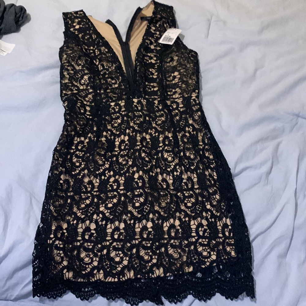 Black lace mini dress